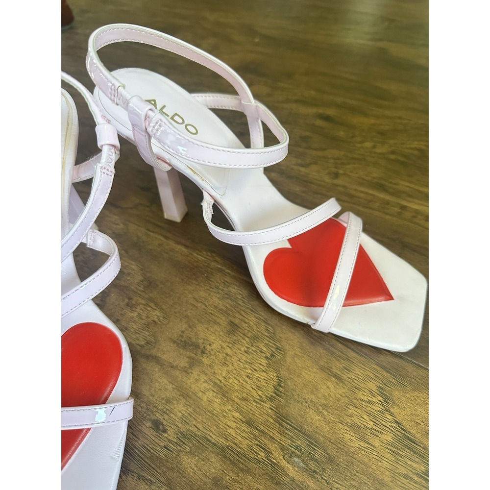 ALDO Quirky Cupid Red Heart Pink CUPIDA Strappy Sandals High Heels US 7.5 RARE